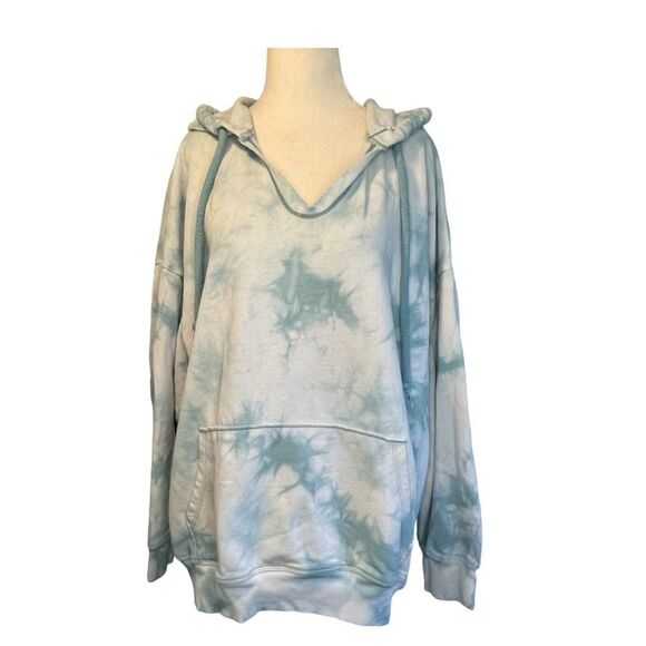 90 Degree by Reflex Tie Dye Hoodie Sweatshirt Blue White Fleece Long Sleeve 2X - Picture 1 of 5